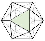 an icosahedron with a green side
